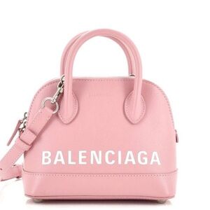 Balenciaga Logo Ville Bag Leather XXS Pink top handle bag